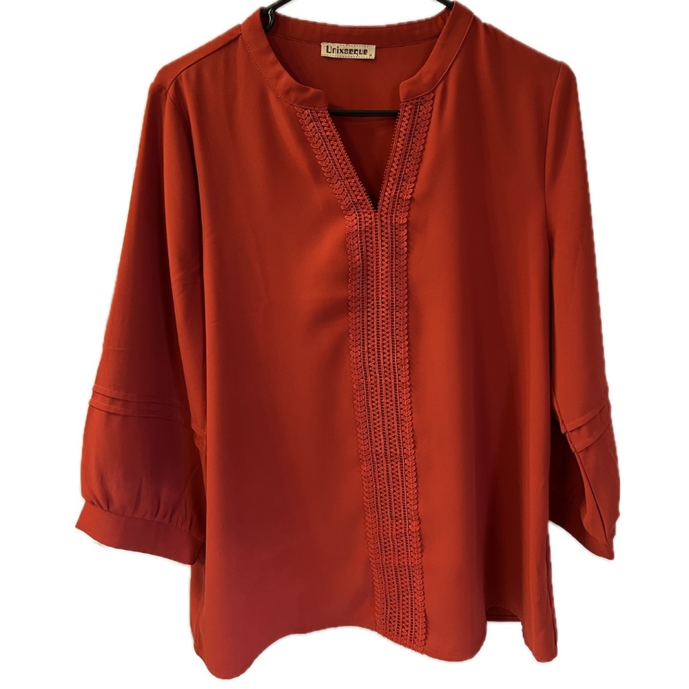 Elegant Rust Blouse by Unknown Brand